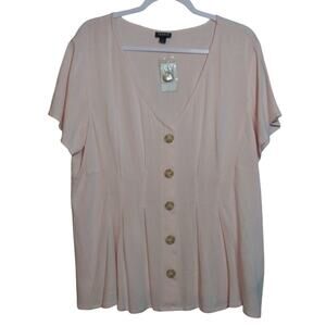Torrid Peach Blush Short Sleeve Woven Fit and Flare Top Size 1X